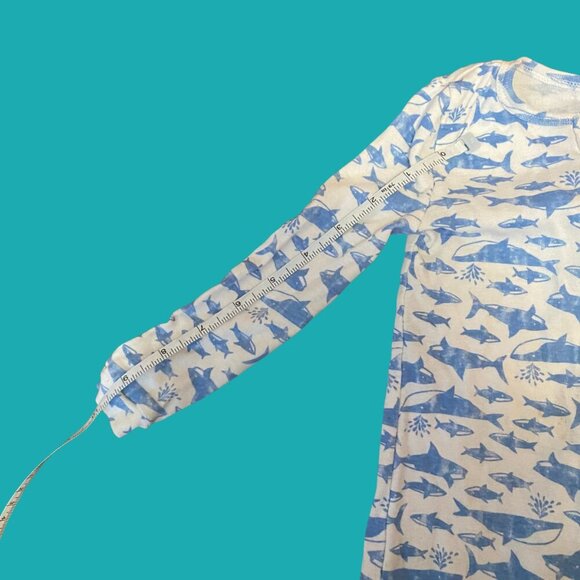 Joe Fresh Shark Print Baby Sleeper 18–24M – Blue Zip-Up Cotton Pajamas - Picture 4 of 7